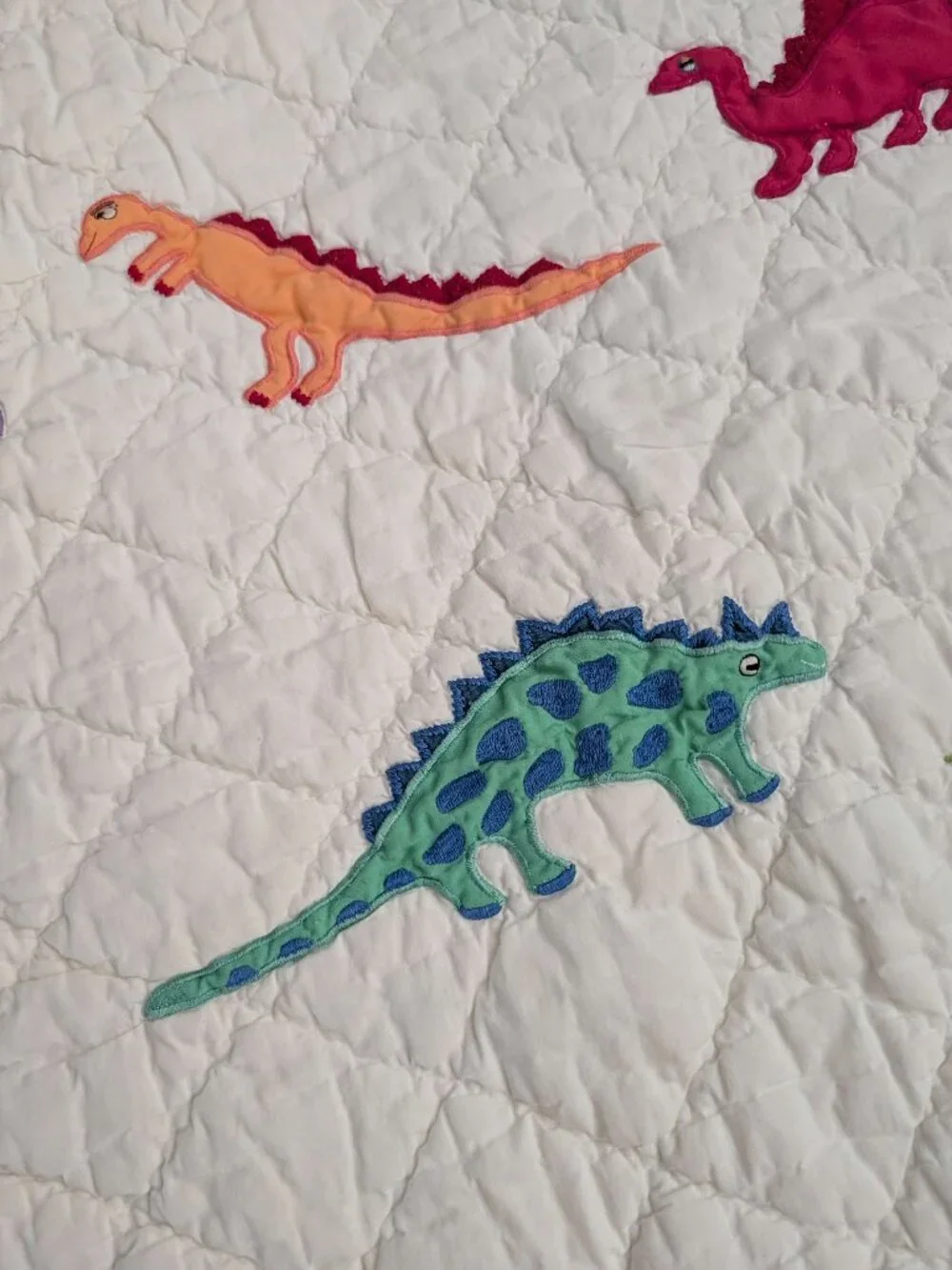 Garnet Hill Colorful Dinosaur 100% Cotton Crib Quilt